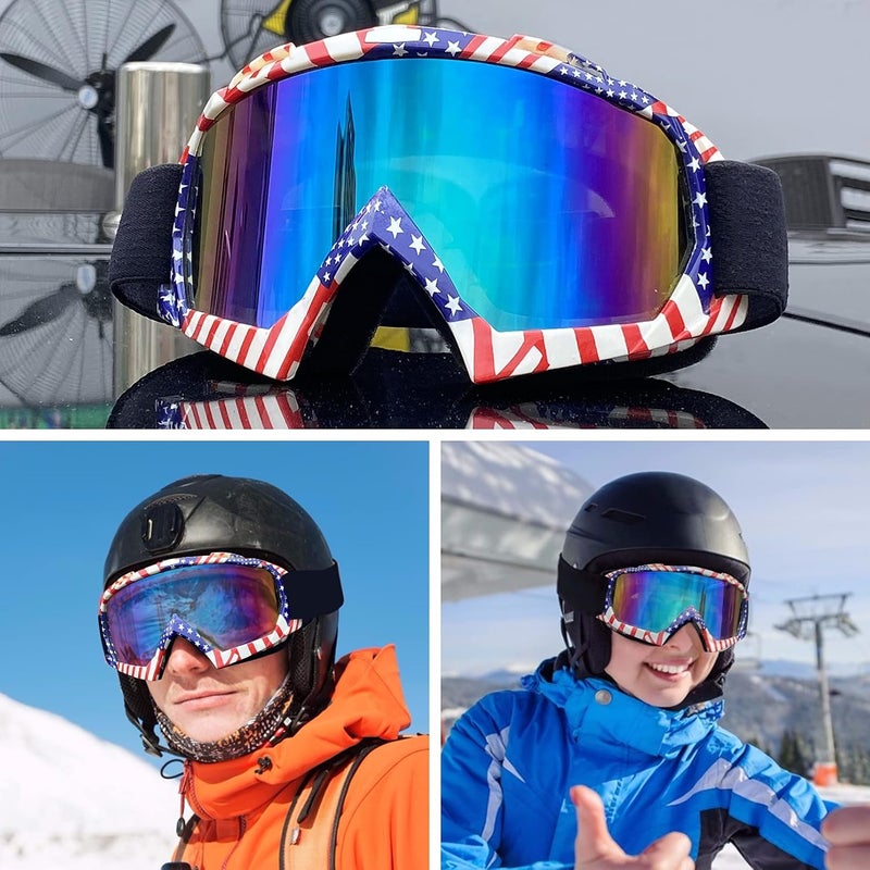4-FQ Motorcycle Goggles Dirt Bike ATV Motocross Riding Racing Glasses Windproof Dustproof Scratch Resistant Offroad Goggles(Flag frame+Color lens) - Image 2